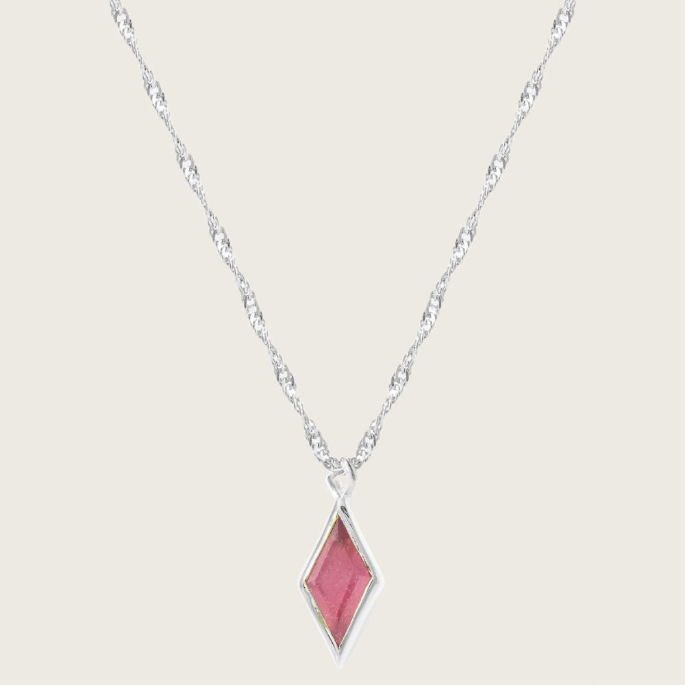 Silver Ethereal Ruby July Birthstone Pendant Necklace
