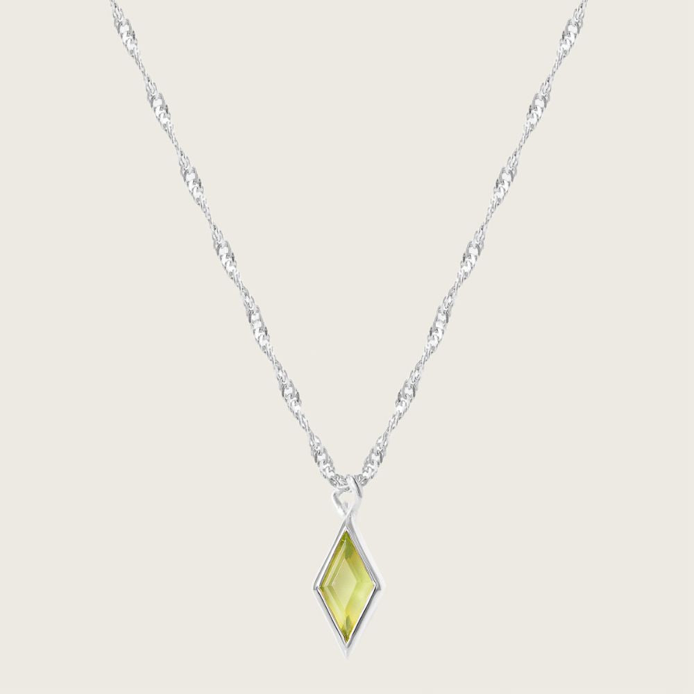 Silver Ethereal Peridot August Birthstone Pendant Necklace