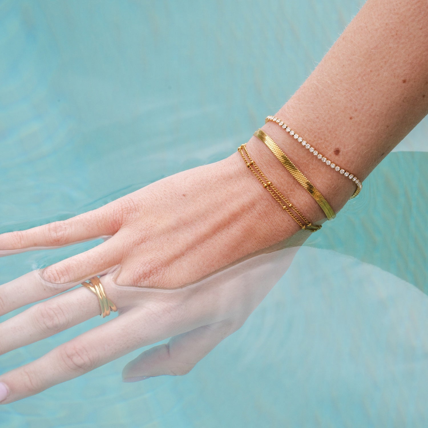 Gold Snake Chain Necklace and Bracelet Set