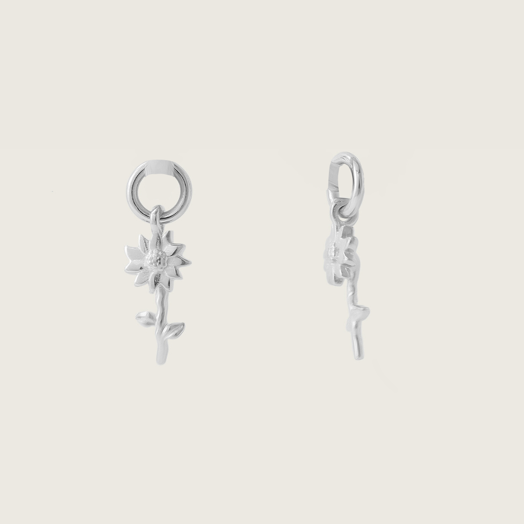 Silver Sunflower Earring Charms