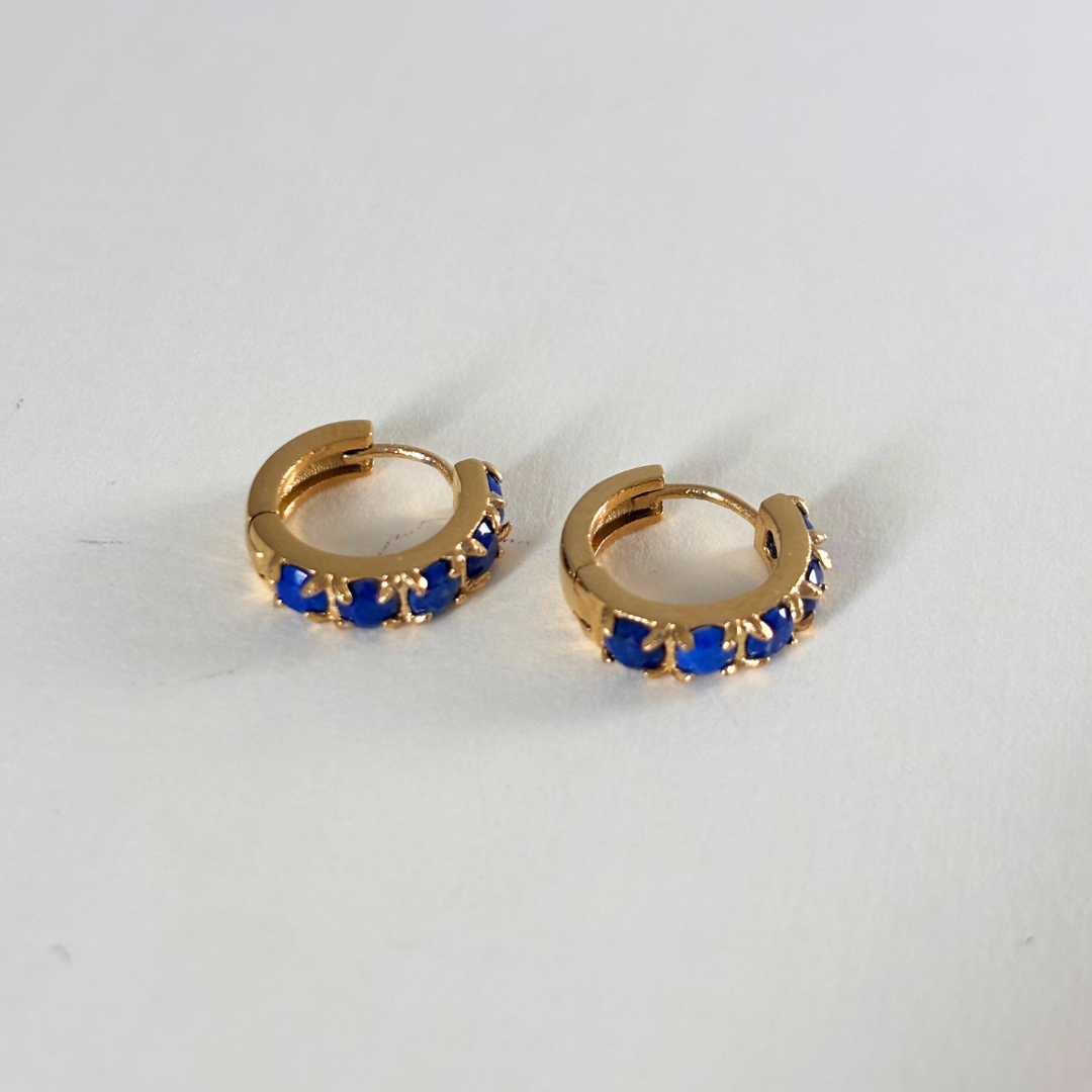Sample Sale Gold Lapis Huggies (Waterproof)