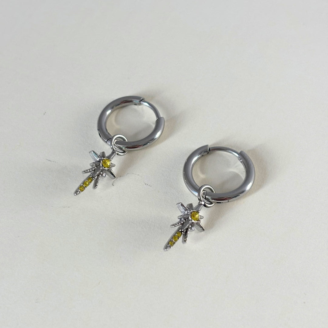 Sample Sale Silver Shooting Star yellow charm Huggies (Waterproof)
