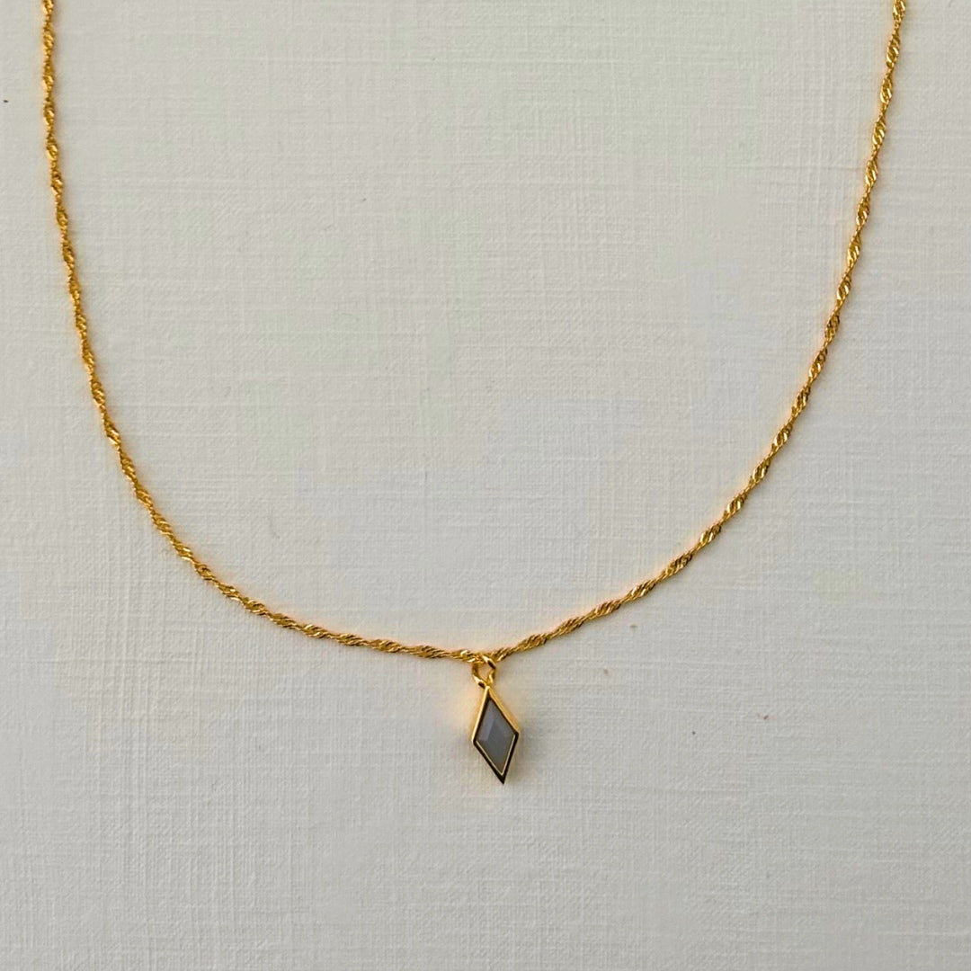 Sample Sale Gold Rhombus Amazonite Necklace (Sterling Silver)