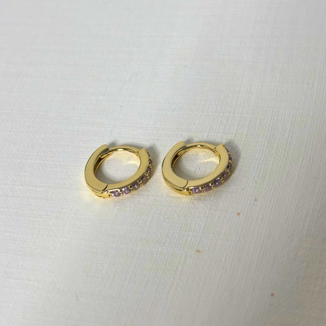 Sample Sale Gold Light Purple Crystal Cartilage Clickers (Sterling Silver)