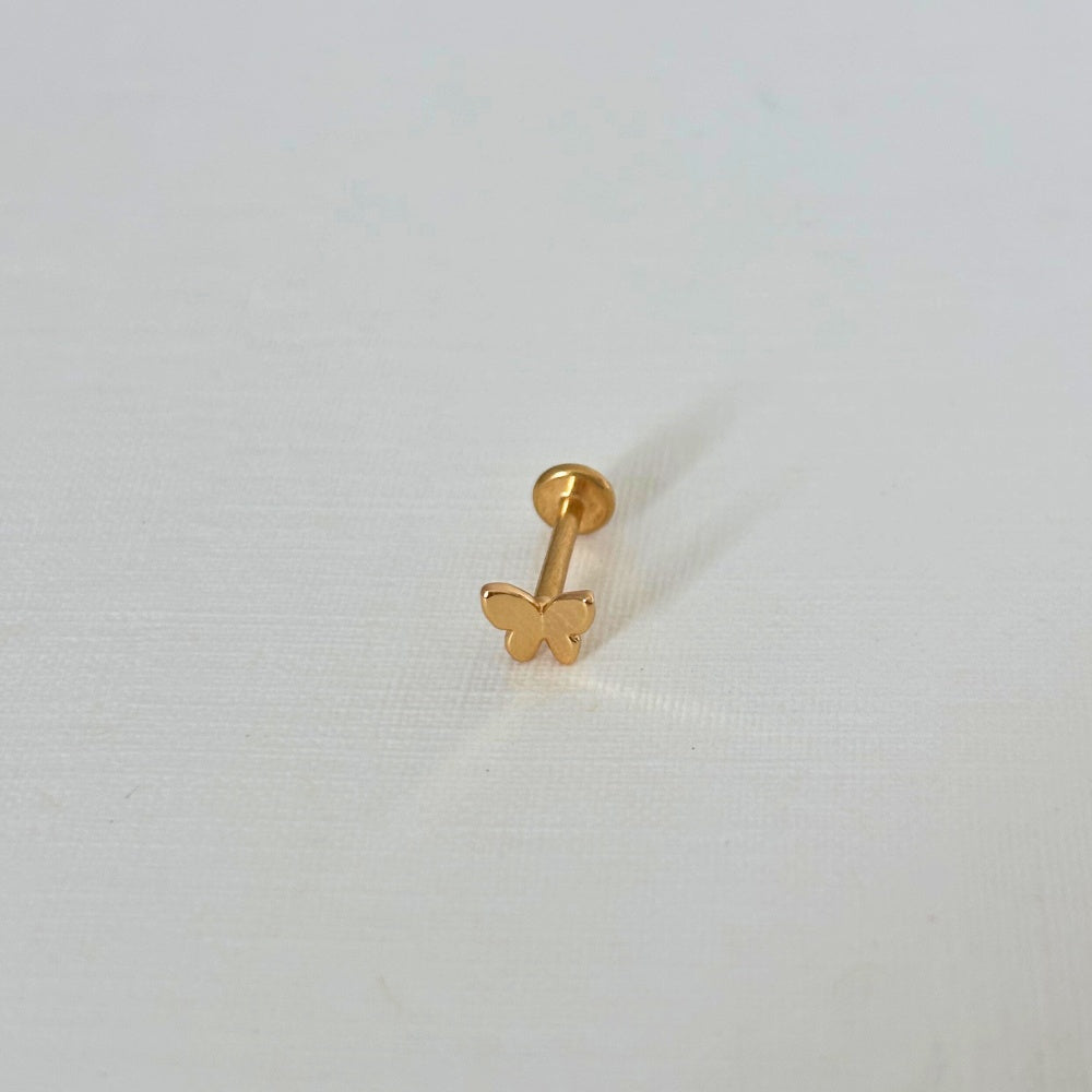 Sample Sale Single Gold Butterfly Labret Stud (Waterproof)