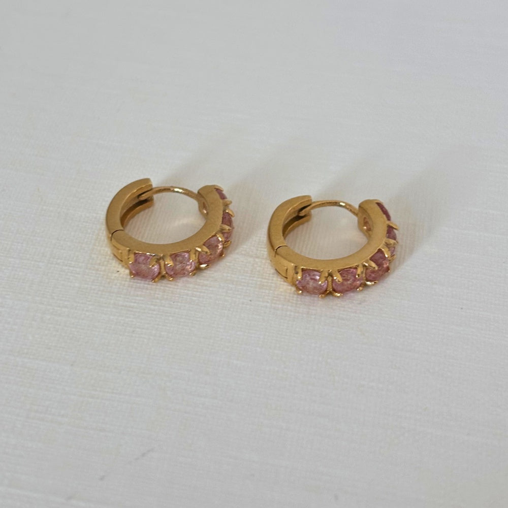 Sample Sale Gold Strawberry Quartz Gemstone Huggies (Waterproof)