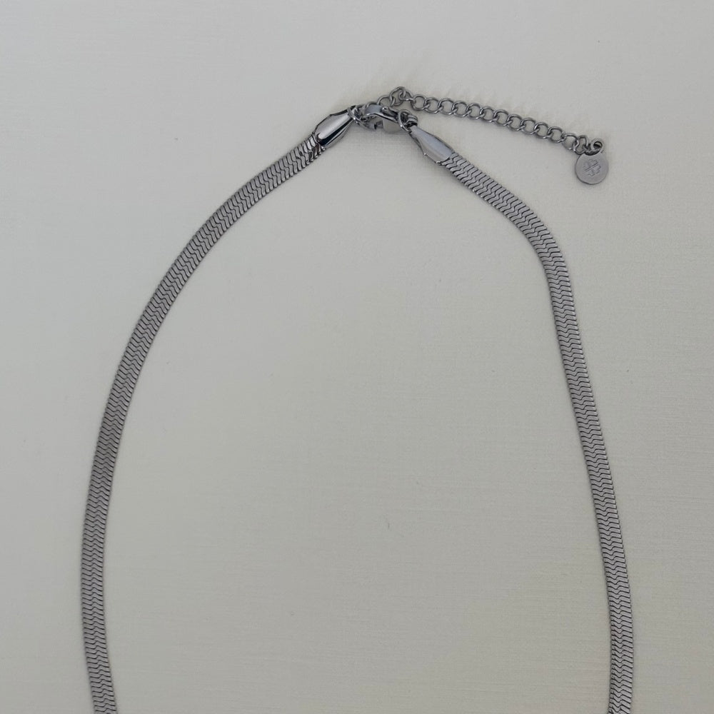 Sample Sale Silver Snake Baroque Pearl Necklace (waterproof)