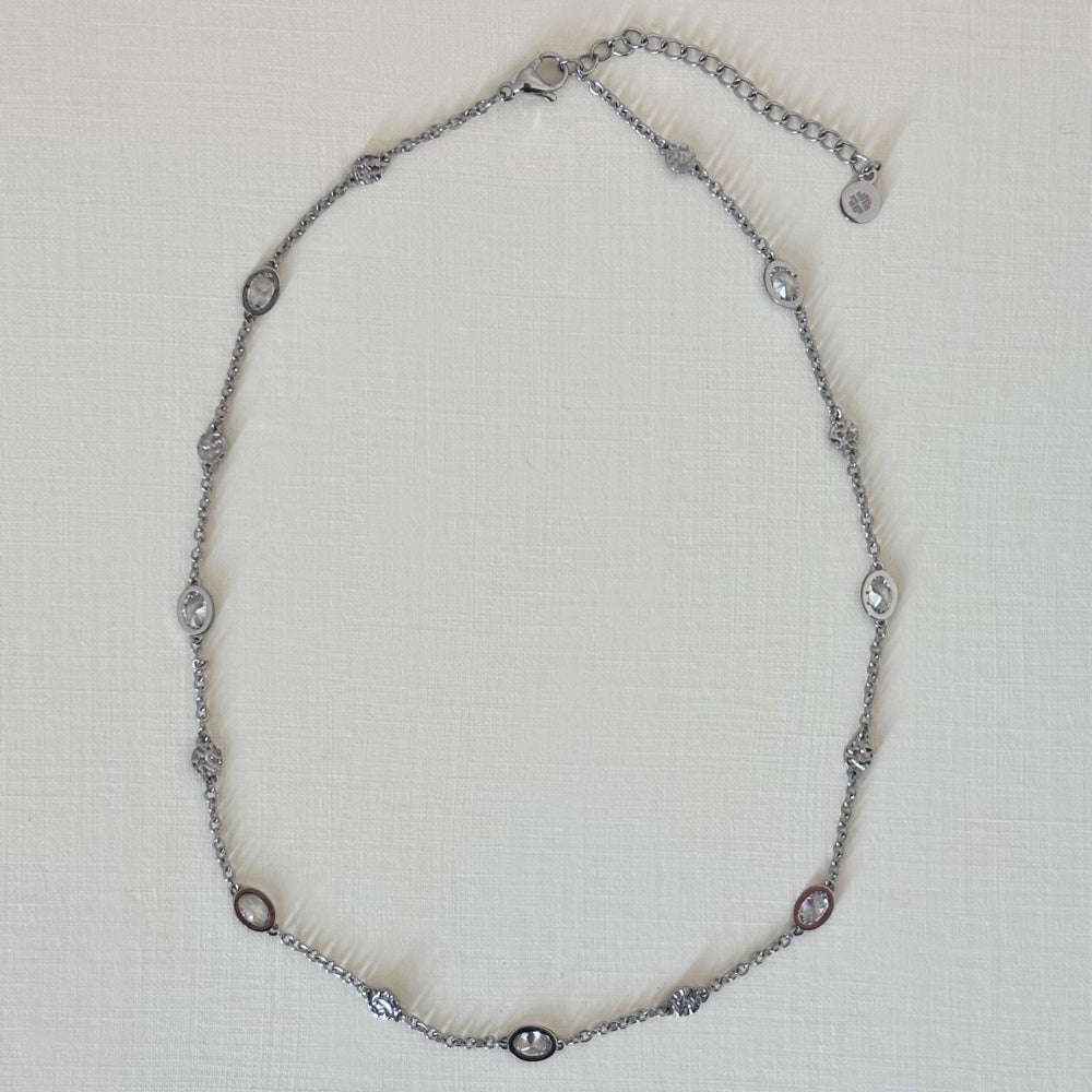Sample Sale Silver Crystal Molten Chain Necklace (Waterproof)