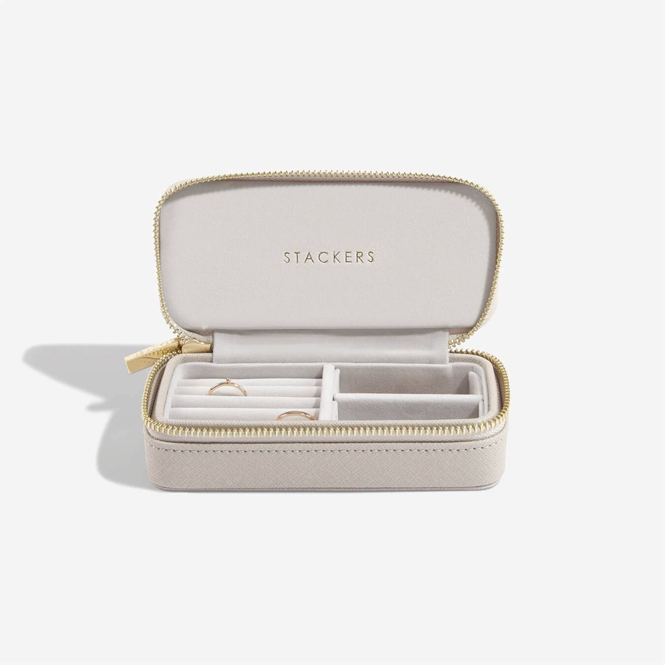 Taupe Medium Zipped Travel Jewellery Box