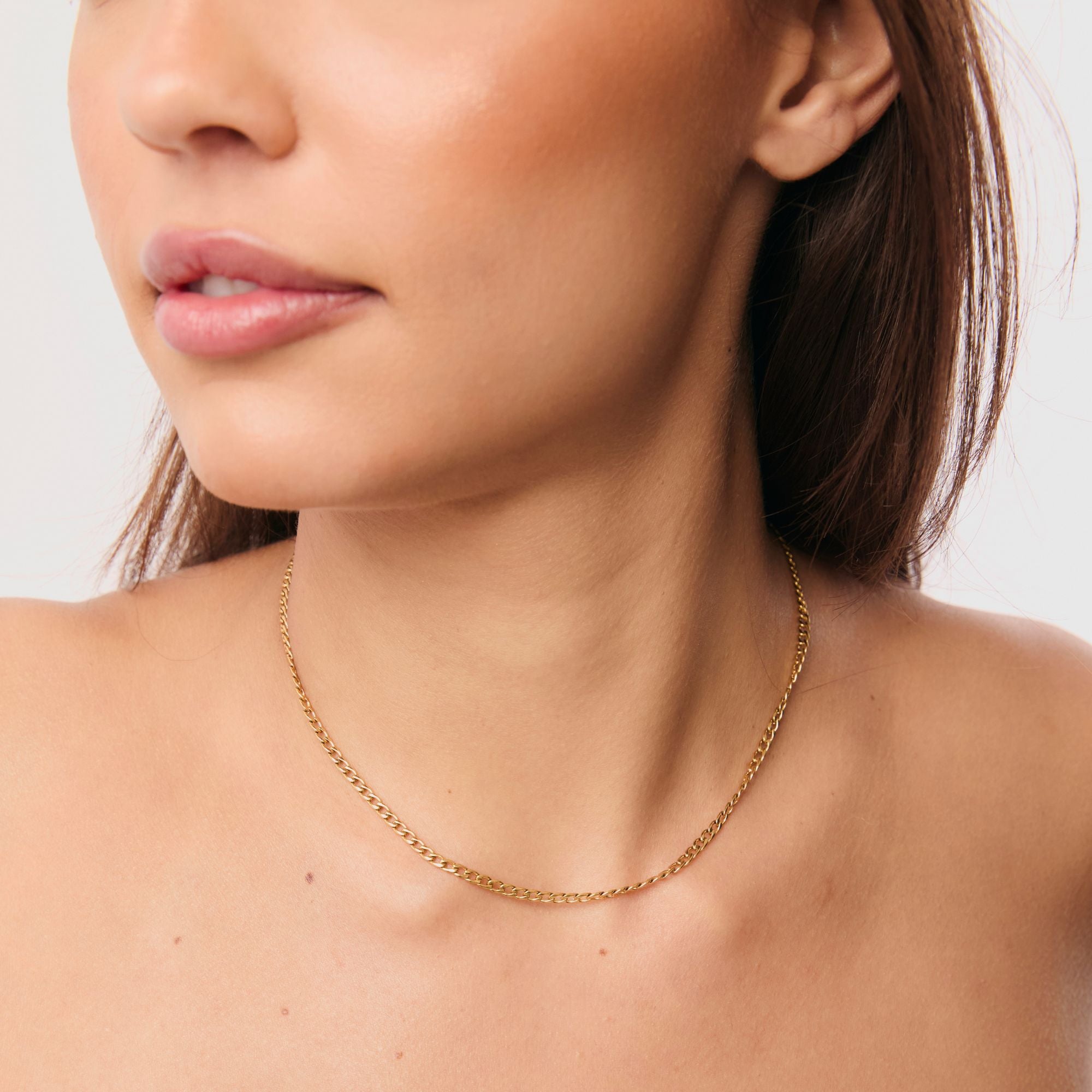 Gold Curb Chain Necklace