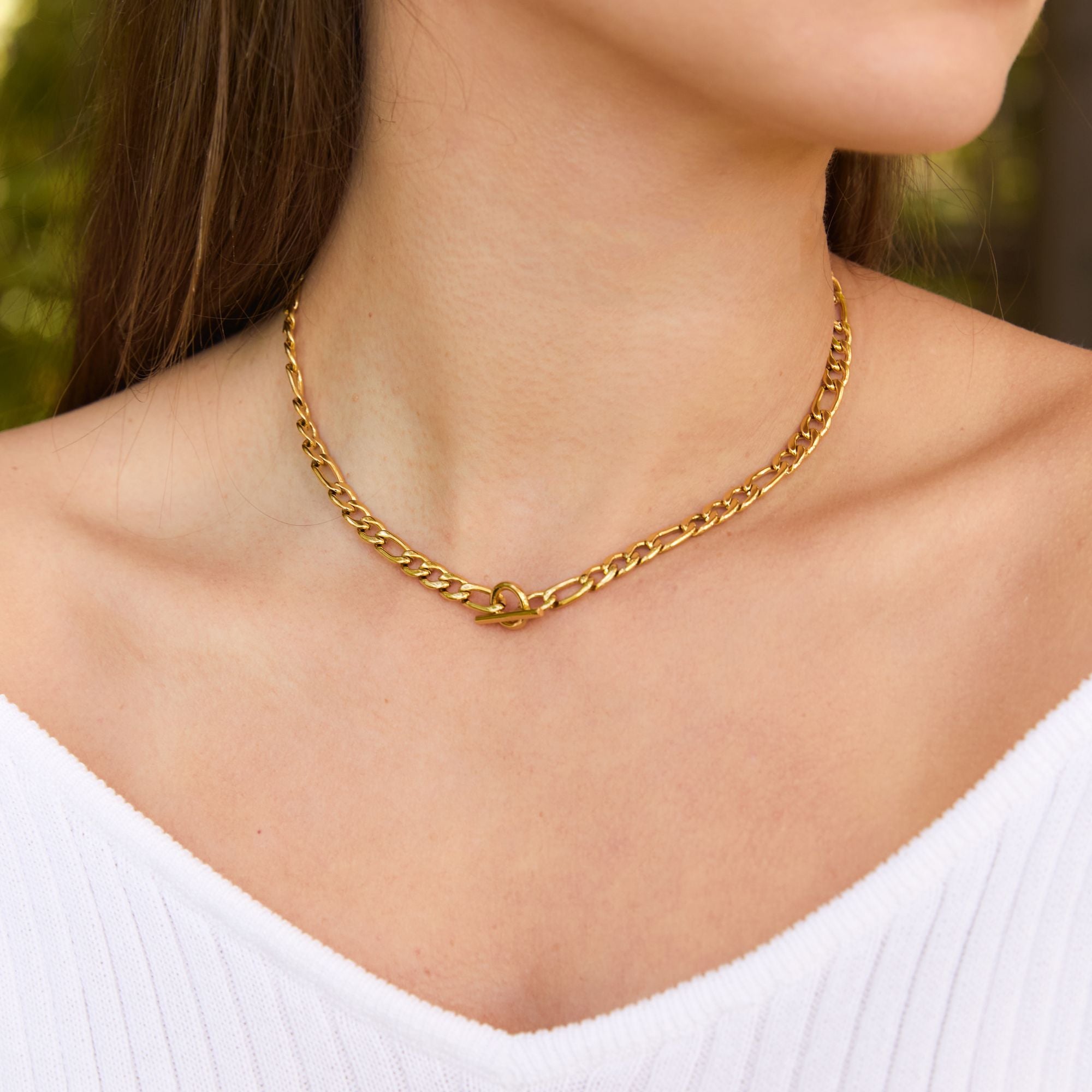 Silver Chunky Figaro T-Bar Necklace