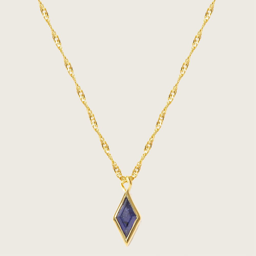 Gold Ethereal Blue Sapphire September Birthstone Pendant Necklace