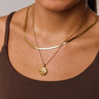 Gold Balaeric Pendant Necklace paired with Snake Chain Necklace