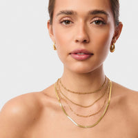 Gold Snake Chain Necklace layered with Dainty Bobble Choker
