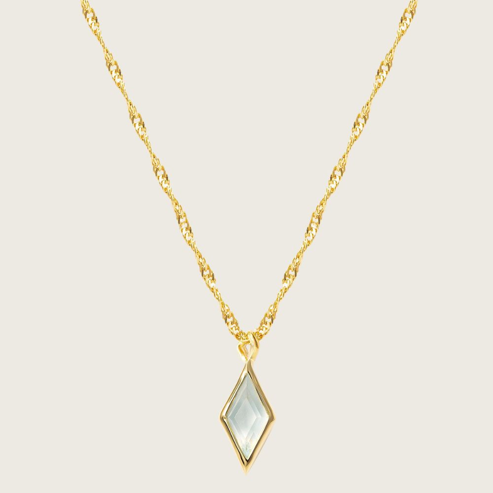 Gold Ethereal Blue Topaz December Birthstone Pendant Necklace