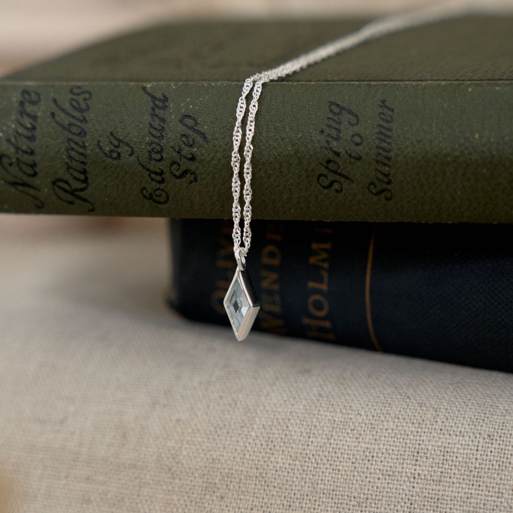 Silver Ethereal Blue Topaz December Birthstone Pendant Necklace
