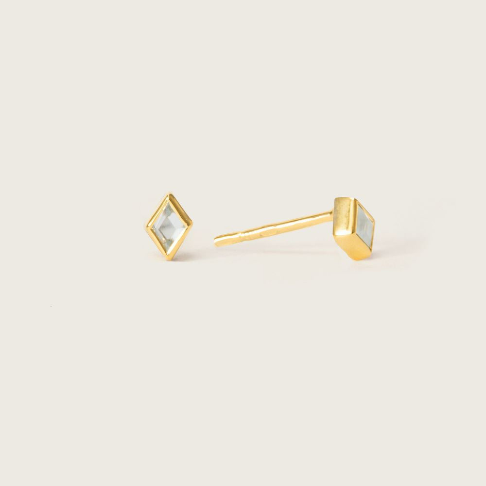Gold Ethereal Blue Topaz December Birthstone Stud Earrings