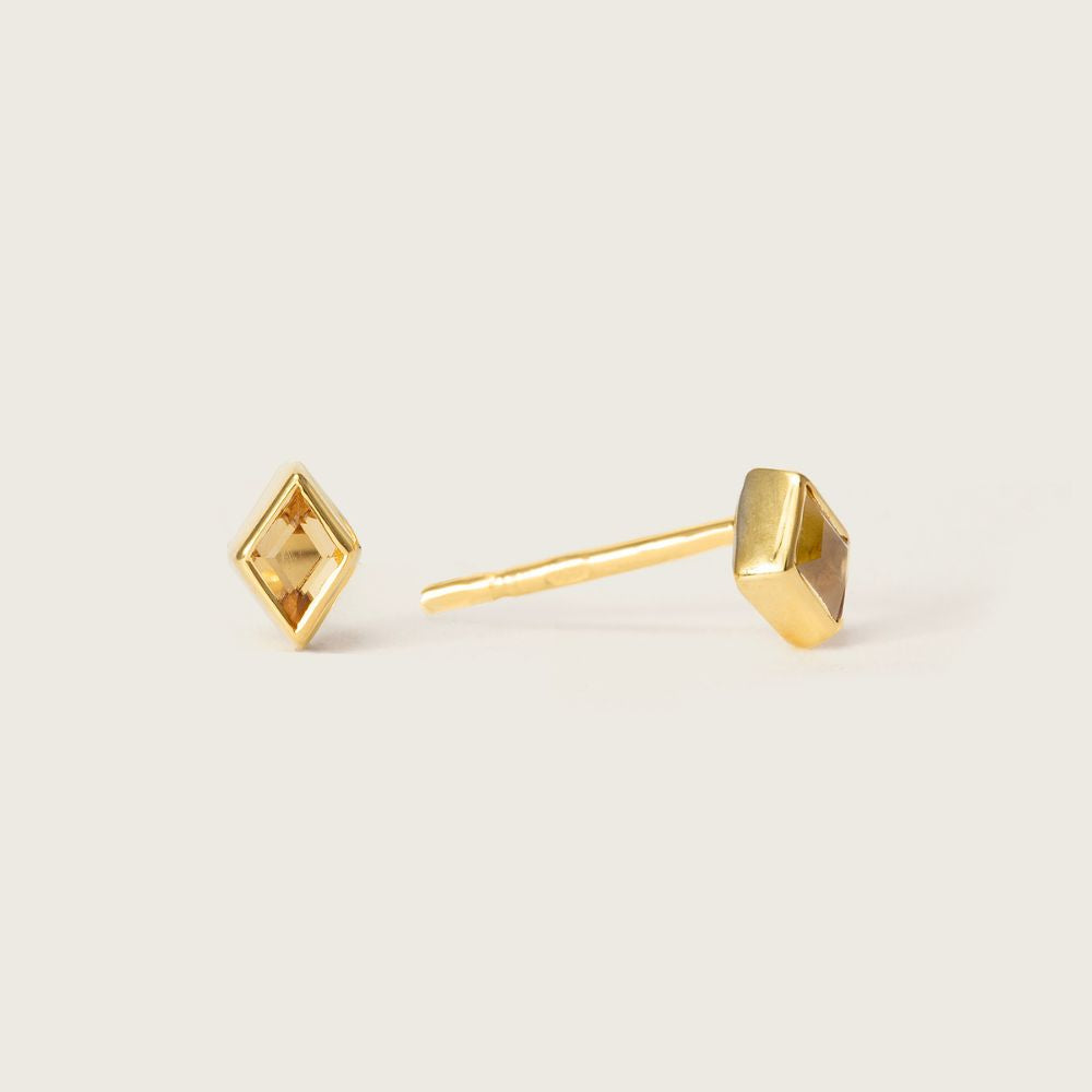 Gold Ethereal Citrine November Birthstone Stud Earrings