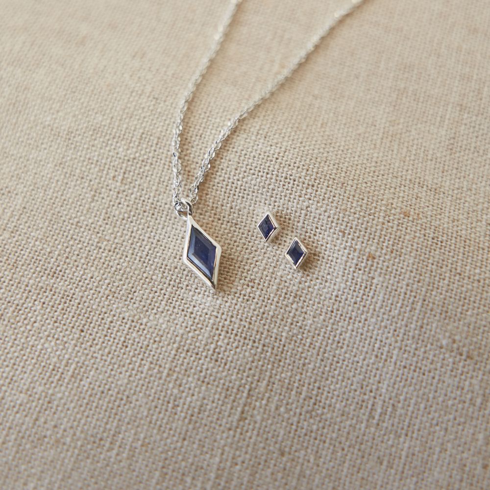 Silver Ethereal Blue Sapphire September Birthstone Pendant Necklace
