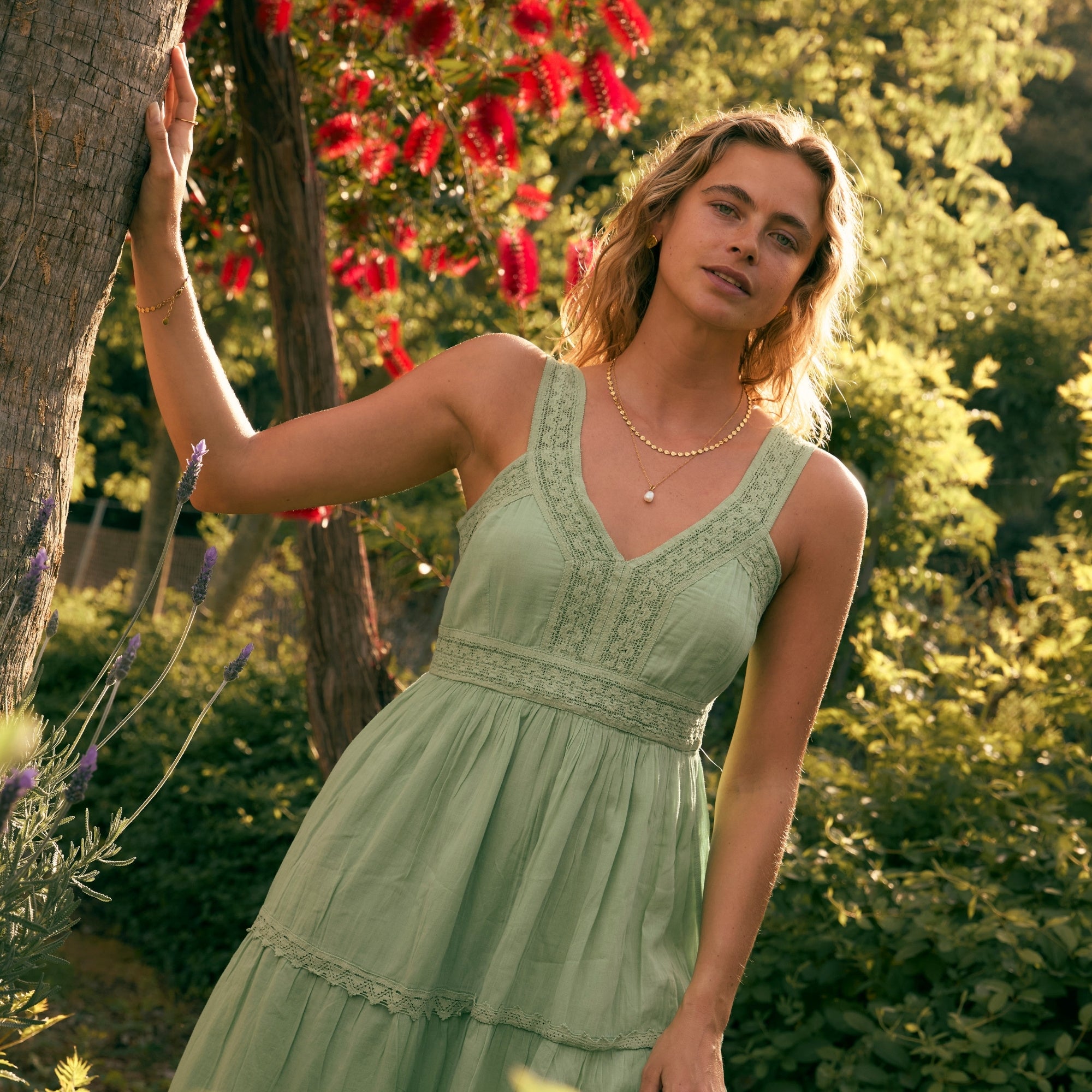 Gold Balearic Chain Choker on model