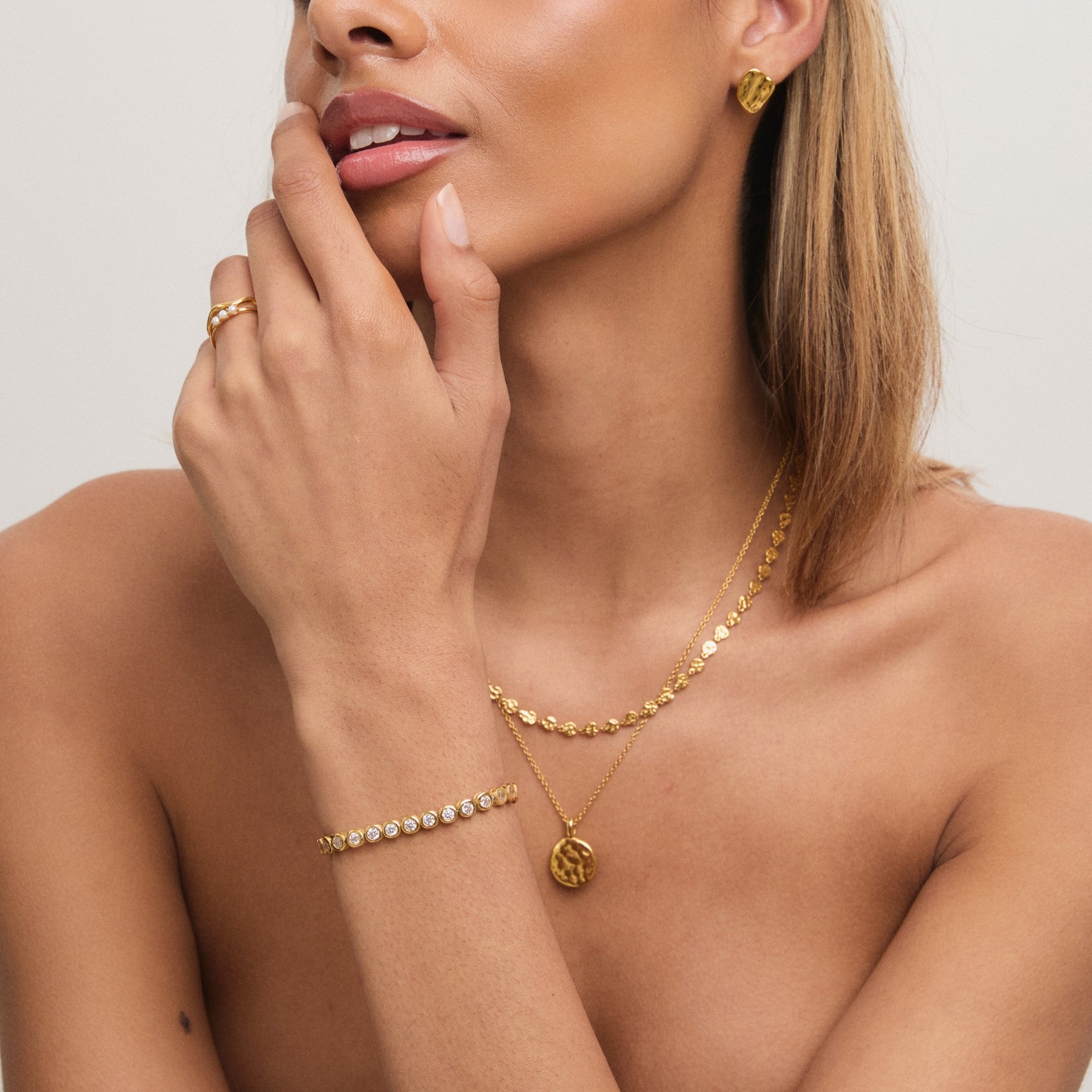 Gold Balearic Chain Choker on model