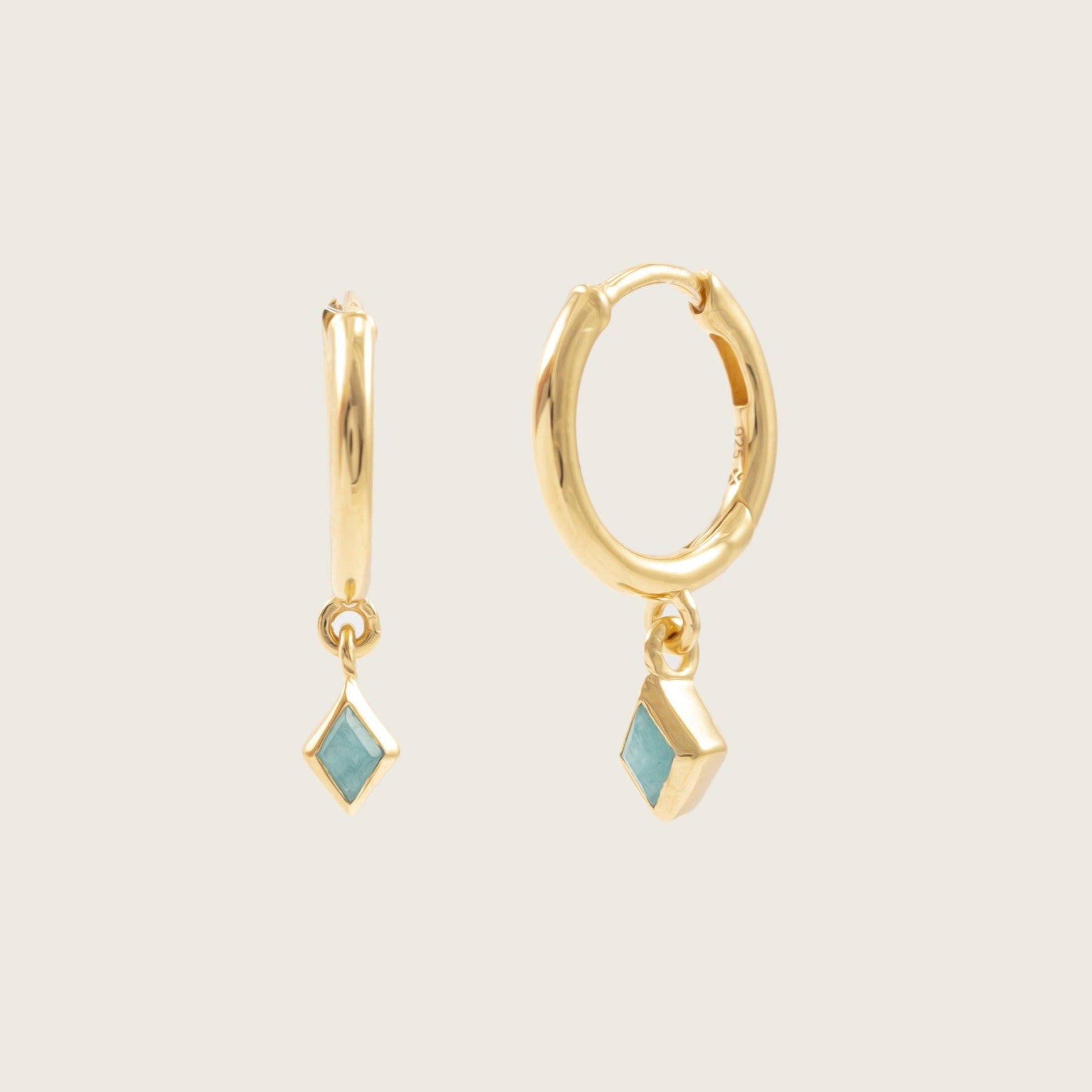 Gold Ethereal Amazonite Charm Huggie Earrings