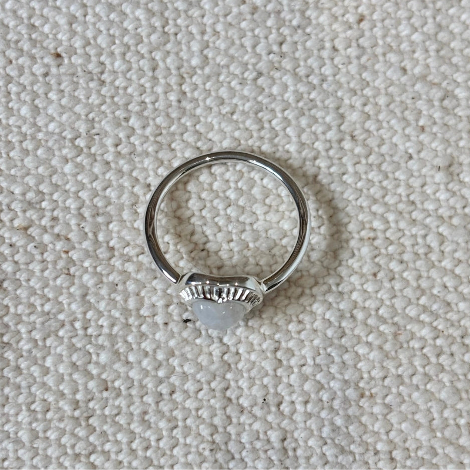 Sample - Silver Moonstone Heart Ring - Small