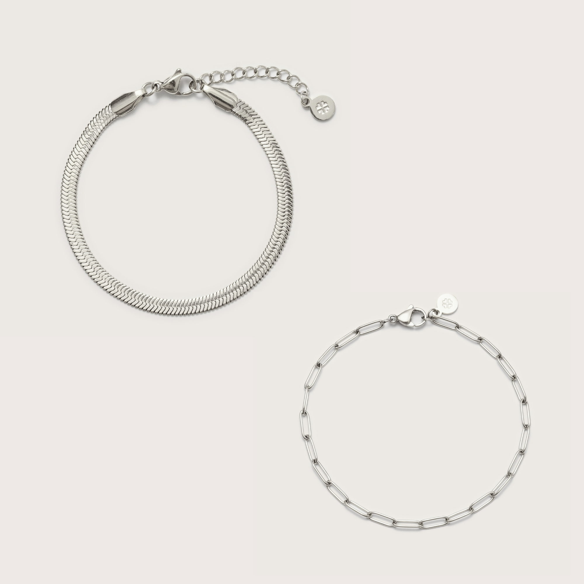 Silver Chain Bracelet Stacking Set