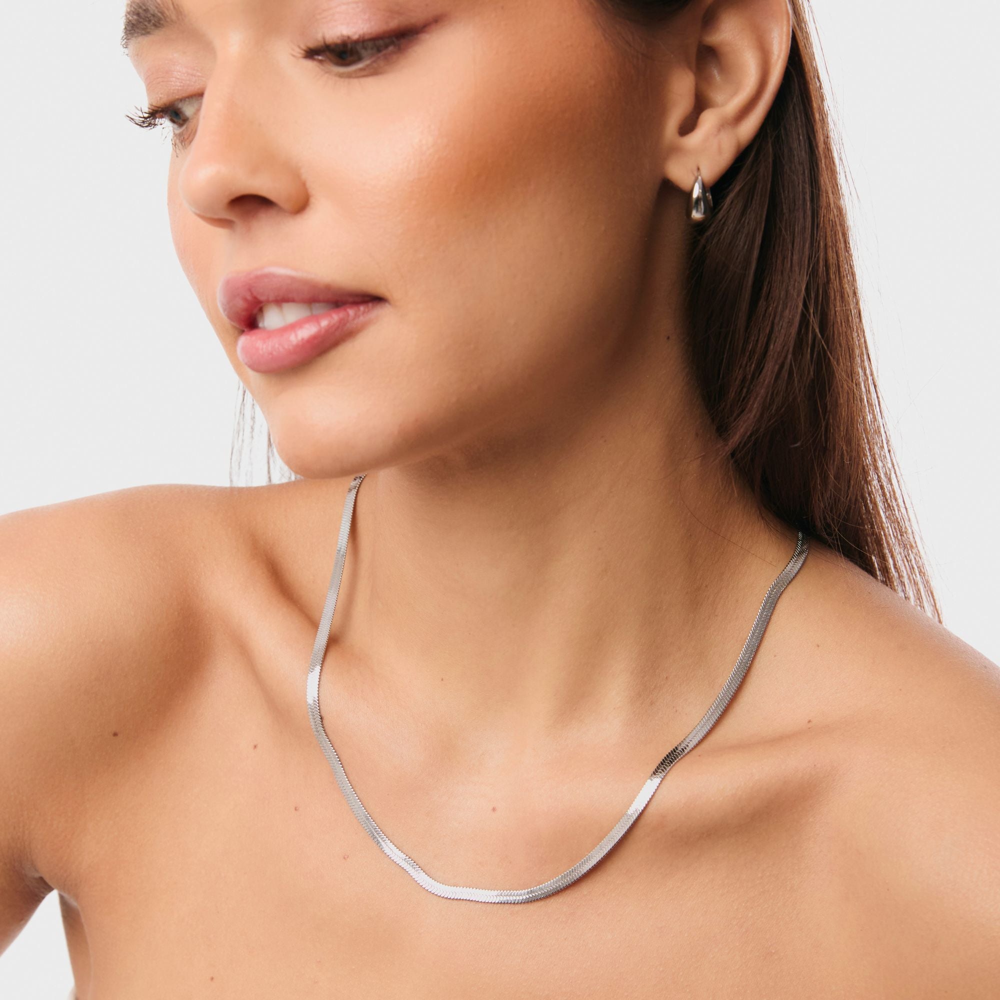 Silver Snake Chain Necklace and Bracelet Set