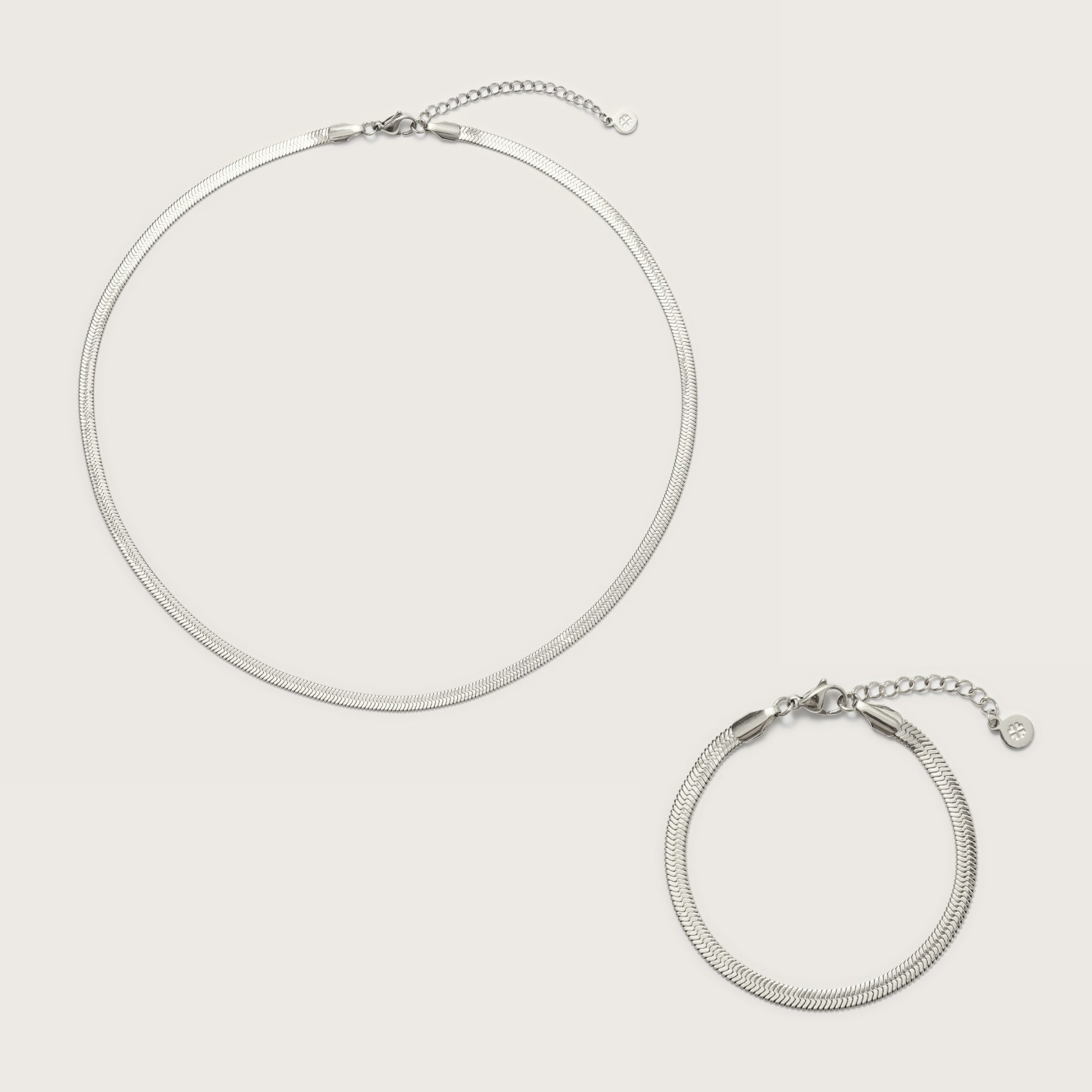 Silver Snake Chain Necklace and Bracelet Set