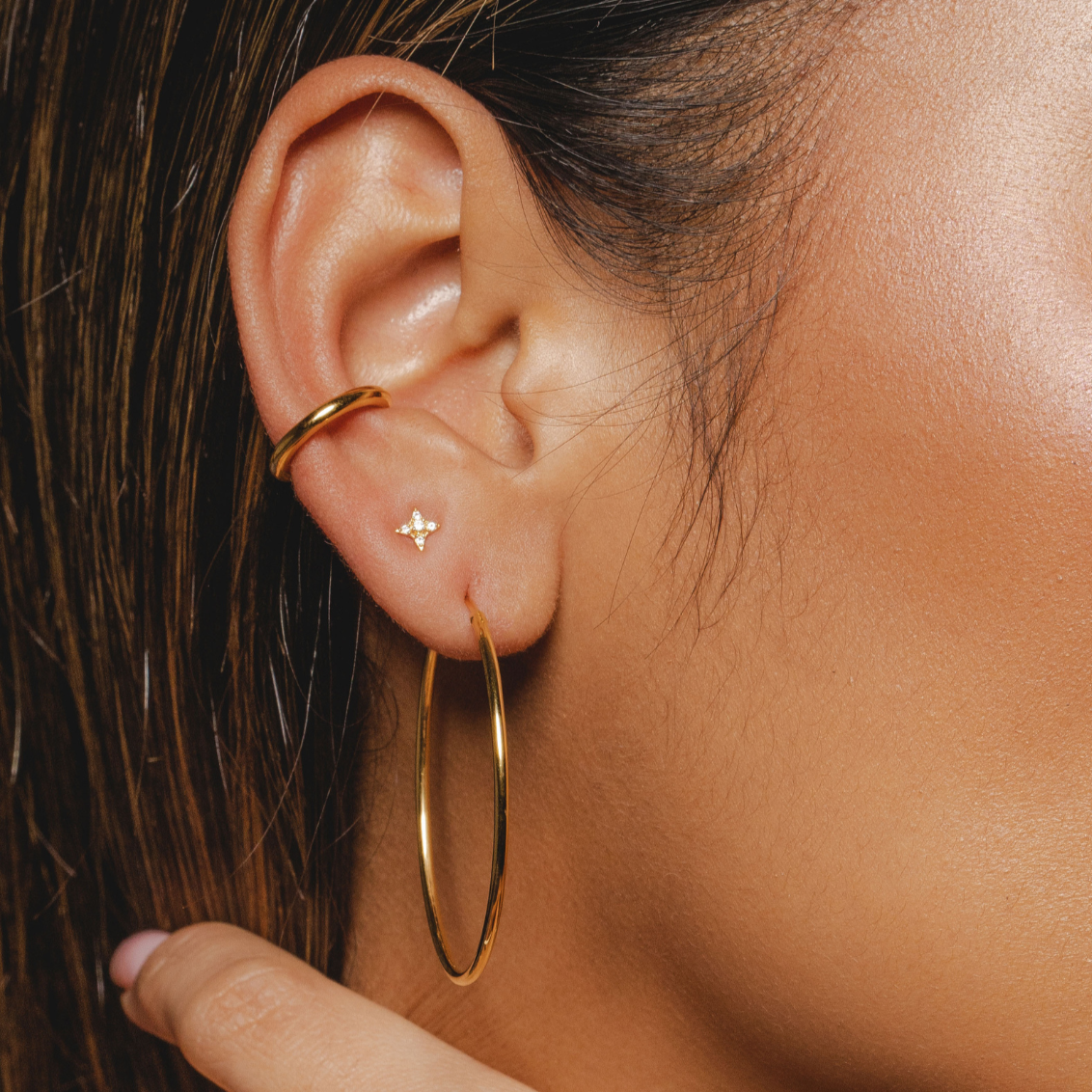 Gold Celestial Star Stud Earrings