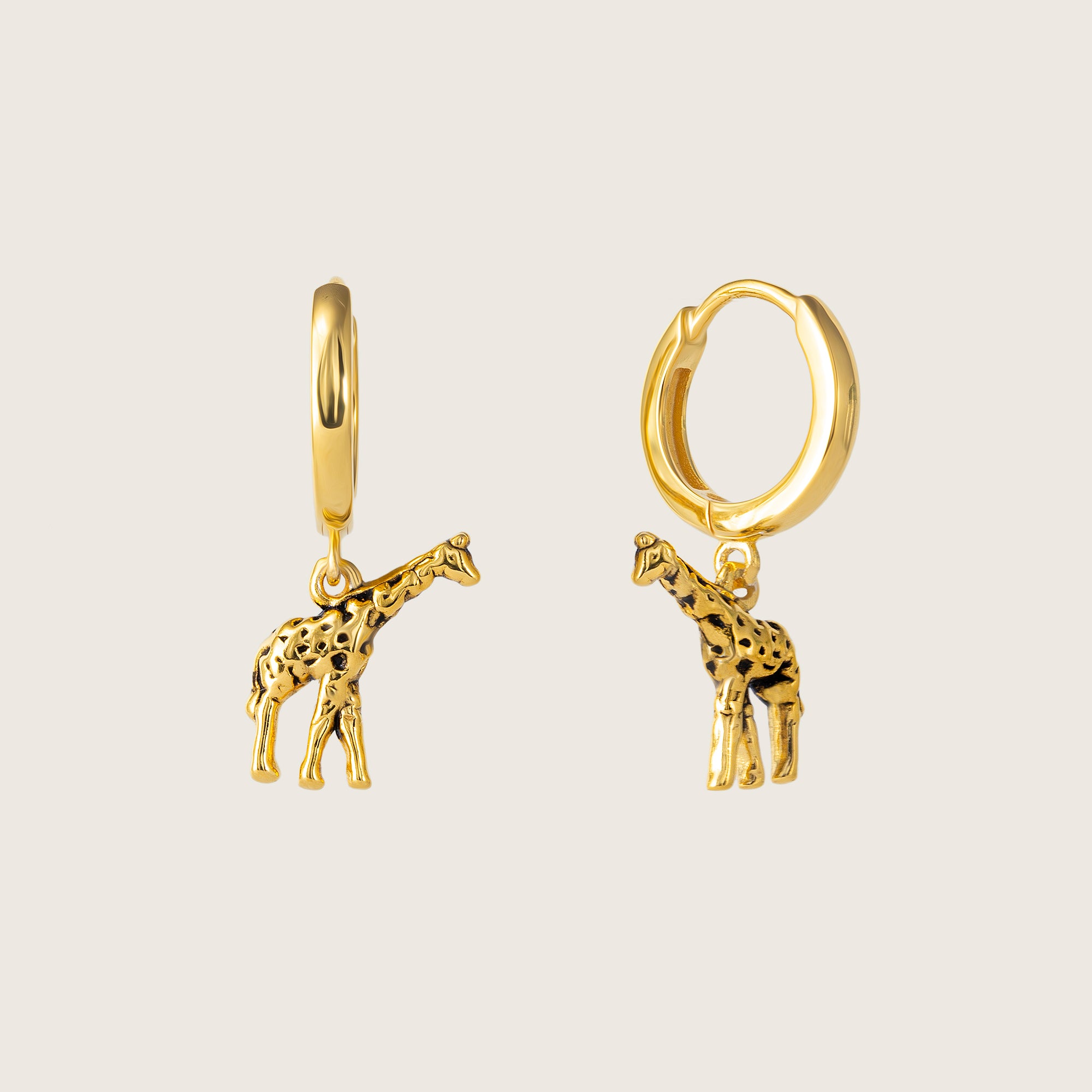 Gold Giraffe Huggie Hoop Earrings