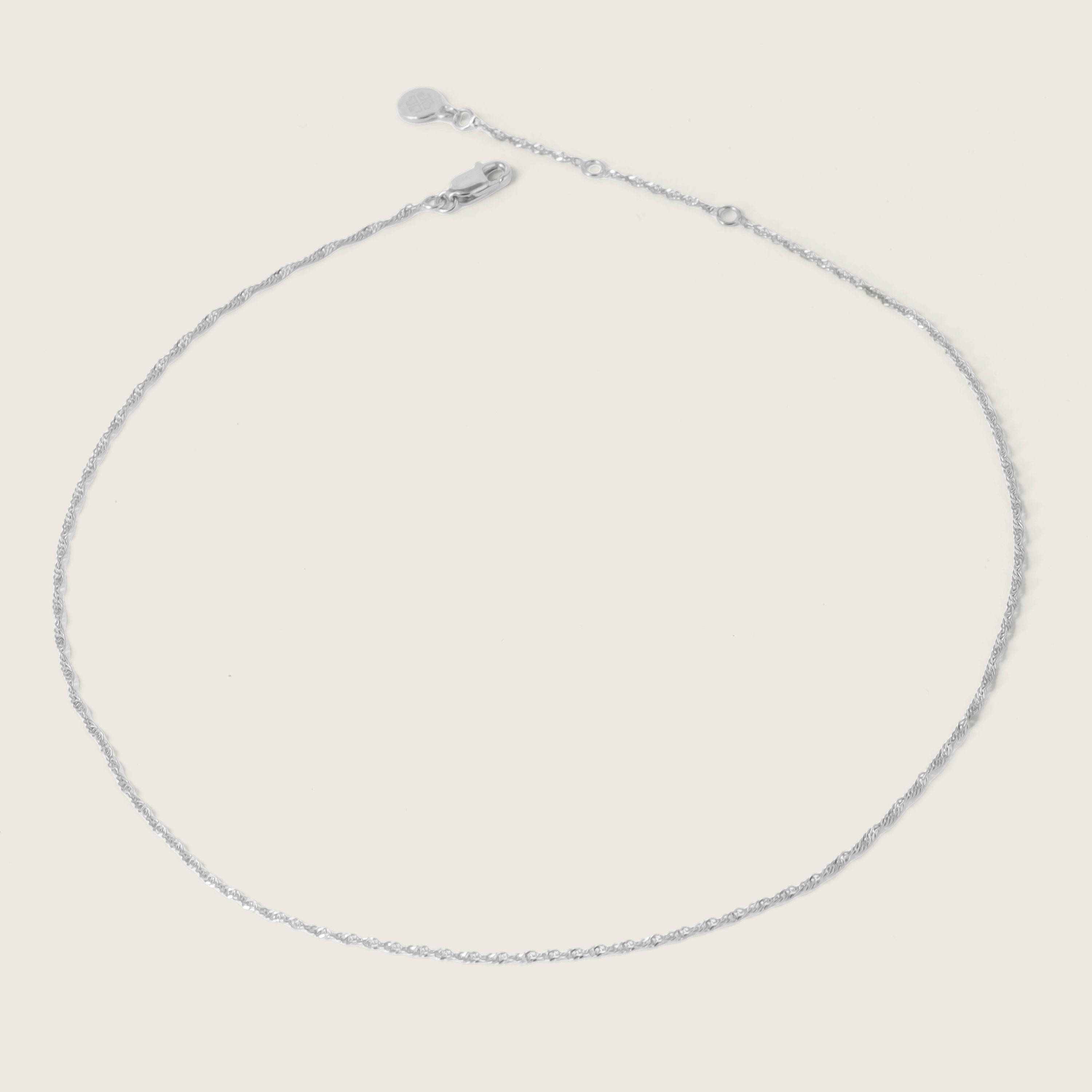 Silver Singapore Chain Choker Necklace