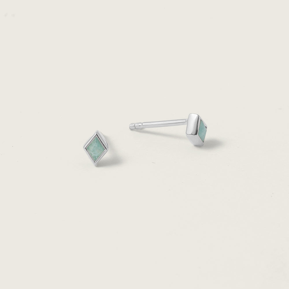 Silver Ethereal Amazonite Mini Stud Earrings
