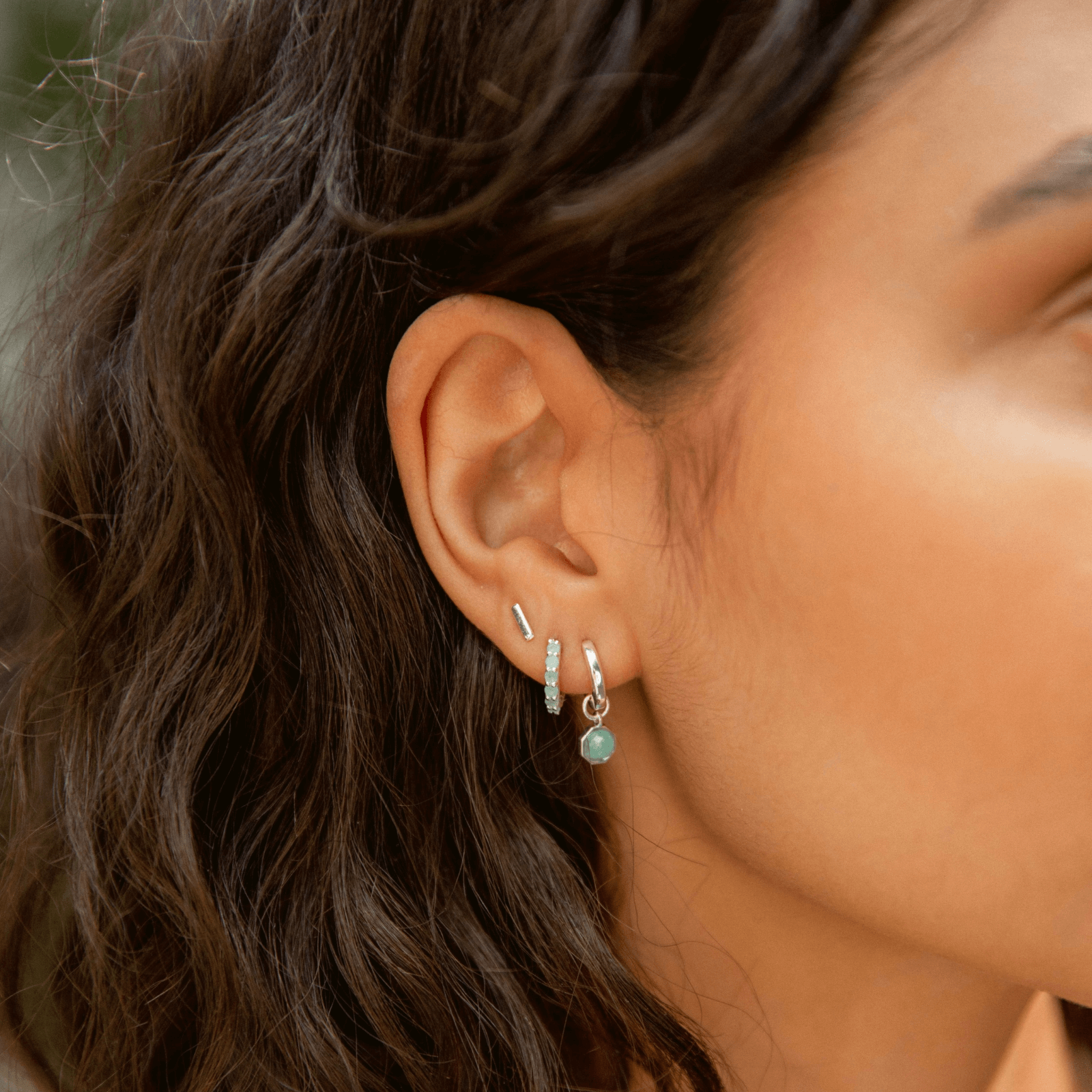 Silver Single Linear Stud Earring