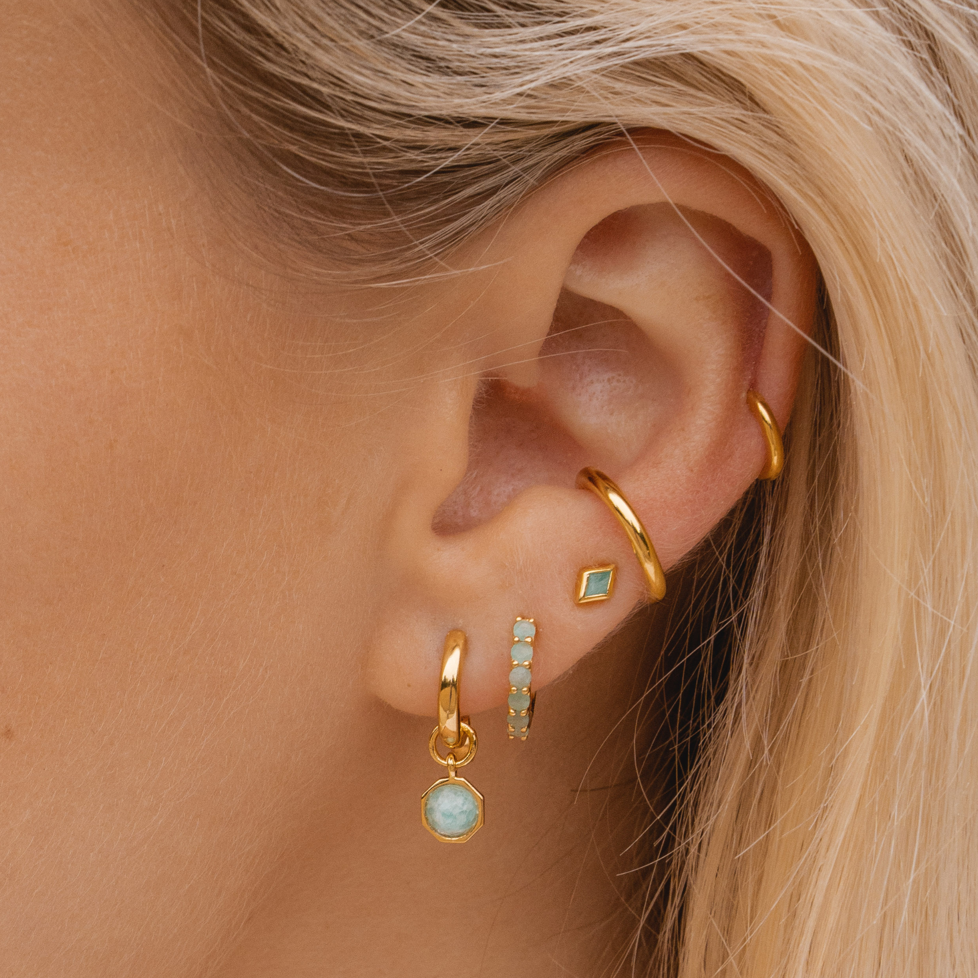Gold Ethereal Amazonite Mini Stud Earrings